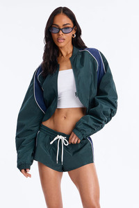 Ensemble coupe-vent 2 pièces pour femme, veste légère extensible en microfibre et short, vêtements de sport décontractés, tenue décontractée - Product Image 1