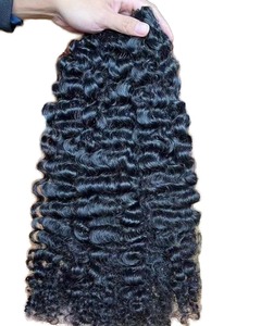 Kinky Curly Hair Extensions Human Hair Thick Voluminous Natural Black <b>Clip</b>-In Hair Piece for Women - Product Image 3