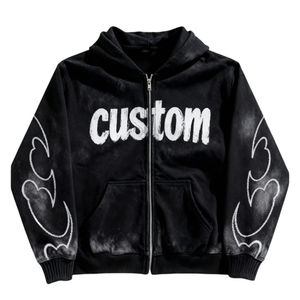 Sudadera con Capucha y Cremallera Extra Grande con Logotipo Personalizado, 100% Algodón, 400 GSM, Felpa Gruesa, Ropa Urbana de Moda - Product Image 1