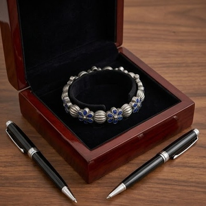 DIVYORO Women's Blue Flower Oxidized Silver Plated <b>Copper</b> Alloy Bangles with KADA Design for Party Occasions - Product Image 2
