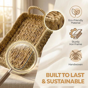 Ensemble de 3 paniers rectangulaires naturels polyvalents à emboîter avec bord festonné et poignées - Product Image 2