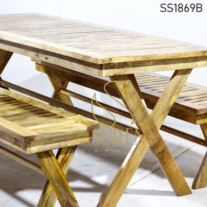 Modern Design Indian Commercial <b>Restaurant</b> Furniture Solid Mango Wood High-Density Foam Semi Outdoor Canteen Food Court <b>Sets</b> - Product Image 1