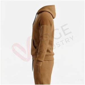 Ensemble de survêtement à capuche marron pour homme, manches longues, couleur unie, respirant, coupe décontractée, vêtements d'automne - Product Image 3