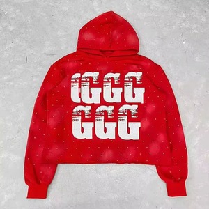 Sun Faded Tracksuit Vintage Custom Rhinestone All Over Printing Pullover Hoodie Men's Sweatshirt & Joggers Tracksuit <b>Set</b> - Product Image 4