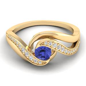Anillos REYES Personalizados de Oro Sólido de 14K con Corte Brillante Redondo de 0.5 Quilates, Gema de Tanzanita Azul, Certificación GRA, Joyería de Moissanita - Product Image 6