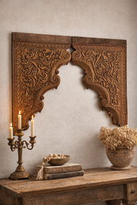 Vintage Wooden Arch Panel Hand Carved Indian Door <b>Frame</b> Decorative Wall Art Rustic Home Interior Architectural Accent Piece - Product Image 2