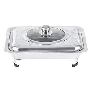 Recipiente Rectangular de Acero Inoxidable para Calentar y Servir Alimentos con Tapa de Vidrio para Uso en Restaurantes y Banquetes - Product Image 1
