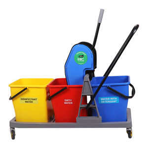 Triple Bucket <b>Mop</b> Trolley Plastic Colorful With Side Press Mechanism Portable <b>Cleaning</b> Cart 10-15L - Product Image 2