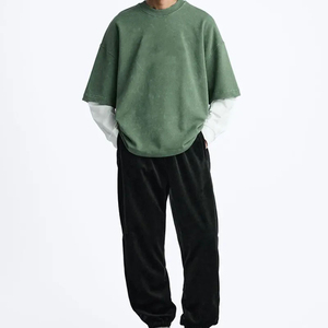 Camiseta de Manga Larga para Hombre, Doble Capa, Lisa, Antiarrugas, 100% Algodón, Estampada, Corte Holgado, Transpirable por Ambos Lados - Product Image 5