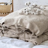 Ensemble de housse de couette de luxe en lin pur à 100 %, 400 fils, écologique, lavé, avec rembourrage en coton