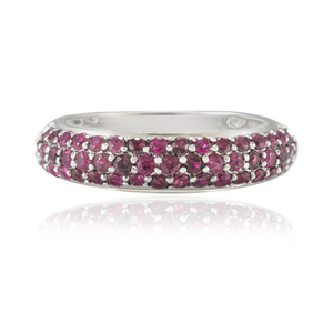 Women's 14K Gold Ruby <b>Dome</b> Eternity <b>Ring</b>-Prong Set Statement Band - Product Image 2