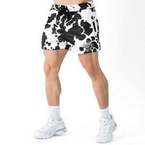 Custom <b>Red</b> <b>Men's</b> Sport <b>Shorts</b> With White Flame Print Drawstring Waist Quick Dry Athletic Training Gym Wear Front Logo Placement - Product Image 3
