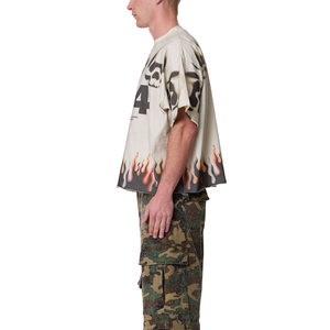 <b>Men</b> O Neck Short Sleeve T <b>Shirt</b> <b>Skull</b> Number 994 Flame Graphic Loose Fit Streetwear Wholesale Custom OEM Cotton Jersey Tee <b>Shirt</b> - Product Image 3