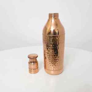 Botella de Agua de Cobre, Diseño Minimalista, Portátil, para Viajes, con Acabado Texturizado Martillado, Botella de Cobre Puro Pulido Antiguo - Product Image 6