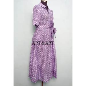 Robe élégante en coton 100% style kangourou, coupe A, manches courtes, fabriquée à la main en Inde, magnifique, confortable, idéale pour les fêtes, robe midi pour femmes - Product Image 5