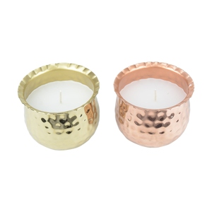 Modern Design Fireside Glow Scented Metal <b>Candle</b> Jar Bowl <b>Set</b> with Gold Copper Plating Customizable Colors & Sizes for Weddings - Product Image 2