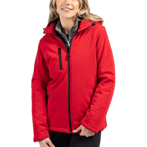Veste en polaire à capuche rouge avec fermeture éclair, coupe-vent, vêtements d'hiver décontractés, unisexe, coupe régulière, couleur unie, coque en polyester - Product Image 1
