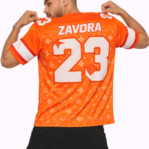 Maillot de football américain en mesh personnalisable par sublimation pour homme, style streetwear oversize, col en V, imprimé graphique, style hip hop, t-shirt en gros - Product Image 6