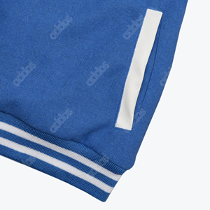 Veste universitaire personnalisée pour femme, corps en laine bleu ciel et manches en cuir PU blanc, veste de baseball universitaire brodée pour femme - Product Image 4