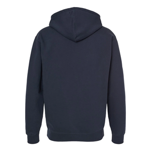 <b>Men's</b> <b>Navy</b> Blue Cotton <b>Fleece</b> Zip-Up Oversized Winter Hoodie Solid Color Casual with Kangaroo Pocket Front Logo - Product Image 5