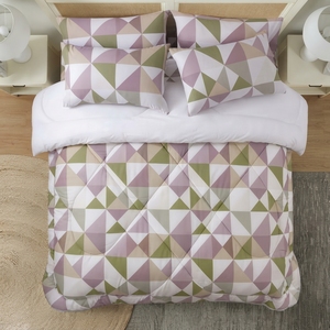 Modern Geometric Quilted Comforter Set 100% Cotton Percale T-150 All-Season Breathable Home Use - Product Image 2