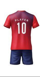 Ensemble de maillot de football personnalisé pour homme, qualité supérieure, 100 % polyester, sublimation, rayures, coupe classique, col rond, manches courtes, respirant - Product Image 3