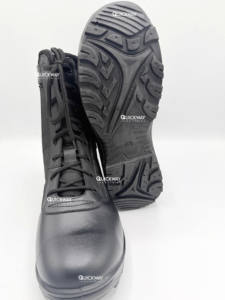 Bottes de travail tactiques en cuir pour hommes avec fermeture éclair latérale, chaussures de sécurité à enfiler, chaussures de travail robustes pour l'extérieur, bottes noires - Product Image 3