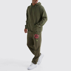 Survêtements de créateur Hip Hop pour hommes : sweats à capuche zippés en coton pur 480 GSM style streetwear et pantalons évasés délavés à l'acide - Product Image 5