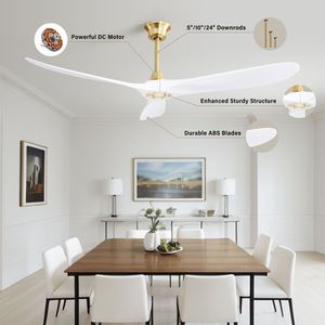 Ventilatore da Soffitto Moderno da 60 Pollici con Motore DC Reversibile in ABS e Telecomando Intelligente a 6 Velocità per Camera da Letto e Soggiorno - Product Image 6