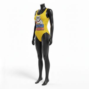 Maillot de bain femme en polyester et élasthanne GSM de qualité supérieure, jaune vif, extensible et doux, avec logo brodé personnalisé - Product Image 4