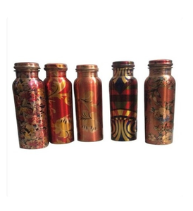 Botella de Agua de Cobre con Diseño Impreso en Esmalte, Maravilloso Diseño, Botella de Agua de Cobre 100% Puro con Impresión en Esmalte - Product Image 6