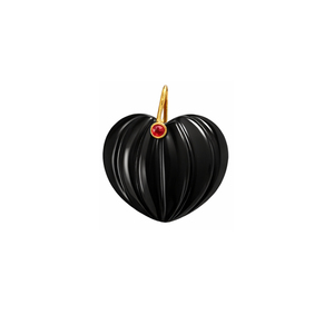 Colgante de Ónix Negro Tallado en Forma de Calabaza, Colgante de Ónix Negro Natural en Forma de Corazón, Amuleto Tallado Chapado en Oro, Colgante de Corazón Tallado, Mayorista - Product Image 1