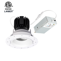 Lanbot ETL 2 3 4 pouces Downlight LED encastré sans cadre 5CCT étanche IC pour emplacement humide avec boîtier de raccordement et driver