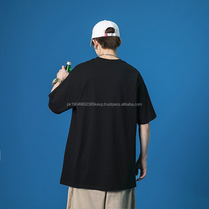 Camiseta de algodón al por mayor, camiseta sólida holgada con logotipo personalizado, ropa de calle con impresión Digital, camiseta de gran tamaño para hombre - Product Image 3