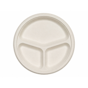 Platos Desechables de Bagazo de 10 Pulgadas con 3 Compartimentos, Aptos para Microondas, Resistentes al Agua, Compostables, para Servicio de Alimentos, Fiestas y Catering - Product Image 2