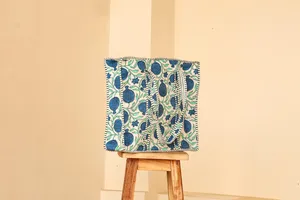 Bolso Tote Boho Acolchado de Algodón con Estampado de Granadas Azules, Bolso de Hombro de Gran Capacidad, Bolso de Mano para Mujer, Bolso de Viaje y Compras - Product Image 5