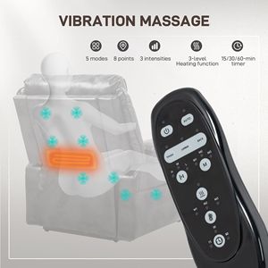 Divano Reclinabile in Ecopelle Nera con Massaggio a Vibrazione, Riscaldamento e Porta USB per Anziani - Product Image 5