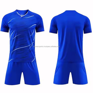Camiseta de fútbol personalizable para hombre, conjunto de dos piezas, uniforme de entrenamiento con cuello en V, Camiseta corta, ropa de fútbol personalizada enviada de fábrica - Product Image 6