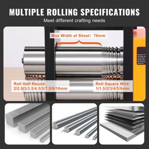 Laminatoio per Gioielli Multifunzione in Metallo da 3 pollici/76mm, Rapporto di Trasmissione 1:2, Spessore di Laminazione 0.1-7mm - Product Image 2