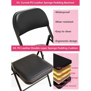 Confezione Multipla di Sedie Pieghevoli con Telaio in Metallo Nero e Cuscino Imbottito per Uso Interno ed Esterno - Product Image 5
