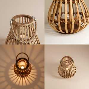 Handmade Bamboo Candle <b>Lantern</b> Rustic Woven <b>Tealight</b> Holder Boho Table Centerpiece Eco Decor OEM Supplier Vietnam - Product Image 2