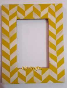 Cadre photo artisanal Khadim en résine Chevron, imprimé en typographie, incrustation d'os, fait main, pour décoration de table, maison et bureau - Product Image 3