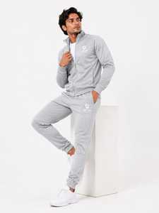 Conjunto Deportivo Gris para Hombre, Chaqueta Deportiva con Cierre Completo y Pantalones Jogger, Logotipo Personalizado, Ropa Deportiva para Gimnasio - Product Image 4