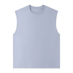 Débardeur sans manches à col rond surdimensionné, en coton 100% respirant, de haute qualité, pour homme, décontracté, tricoté, couleur unie, séchage rapide - Product Image 5