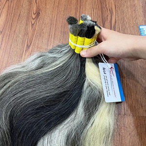 Extensiones de Cabello Humano Gris al por Mayor de un Solo Donante Vietnamita para Trenzas, Color Gris, Cabello Rizado - Product Image 2
