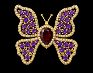 Butterfly Brooch Amethyst Cz Insect <b>Pin</b> 925 Silver Gold Plated Purple Gemstone Lapel <b>Badge</b> for Women Apparel Gift Unisex - Product Image 4