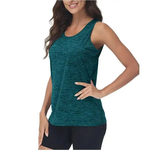 Camiseta sin Mangas de Punto Naranja, Cuello Redondo, Secado Rápido, Ropa Deportiva, 100% Poliéster, Color Sólido, para Mujer, 2026 - Product Image 6