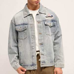 Chaqueta Vaquera para Hombre con Diseño Básico y Estampado de Palma, Colección de Invierno, Parches Bordados Personalizados, Precio Económico - Product Image 1