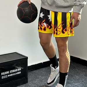 กางเกงบาสเก็ตบอลชายผ้าตาข่าย เอวยางยืด มีเชือกผูก กระเป๋าข้าง พิมพ์ลายดิจิตอล 3 มิติ แบบซับลิเมชั่น รับผลิตแบบ OEM ODM - Product Image 5