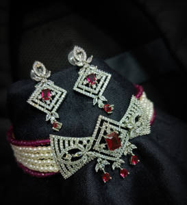 Classic American Diamond Bridal Jewelry <b>Set</b> Two-Piece <b>Necklace</b> <b>and</b> <b>Earrings</b> for Wedding Fashionable Classic Style - Product Image 1